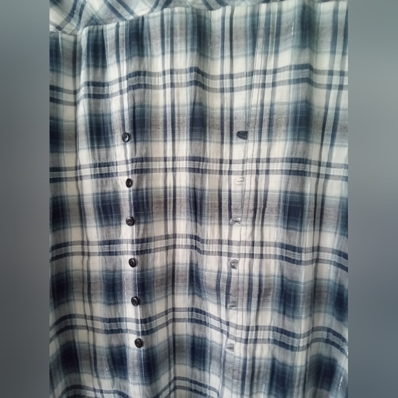 Bianca Nygard Blue Silver Plaid Shirt 14 - Picture 6 of 8